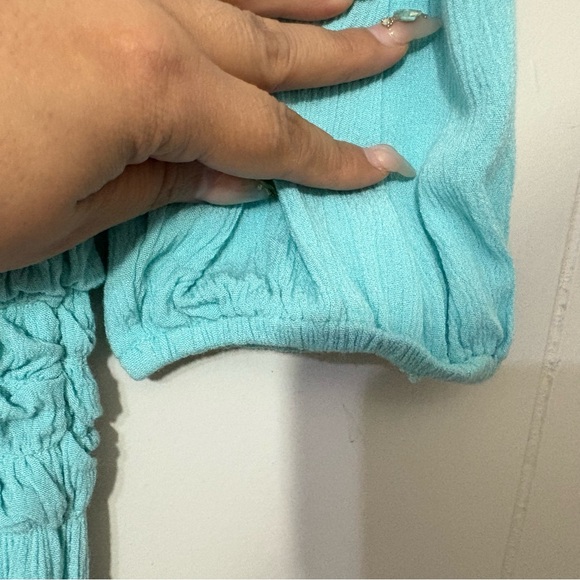 Tach Clothing Marga Turquoise Smocked Ruffle Mini Dress Size S - Picture 13 of 13